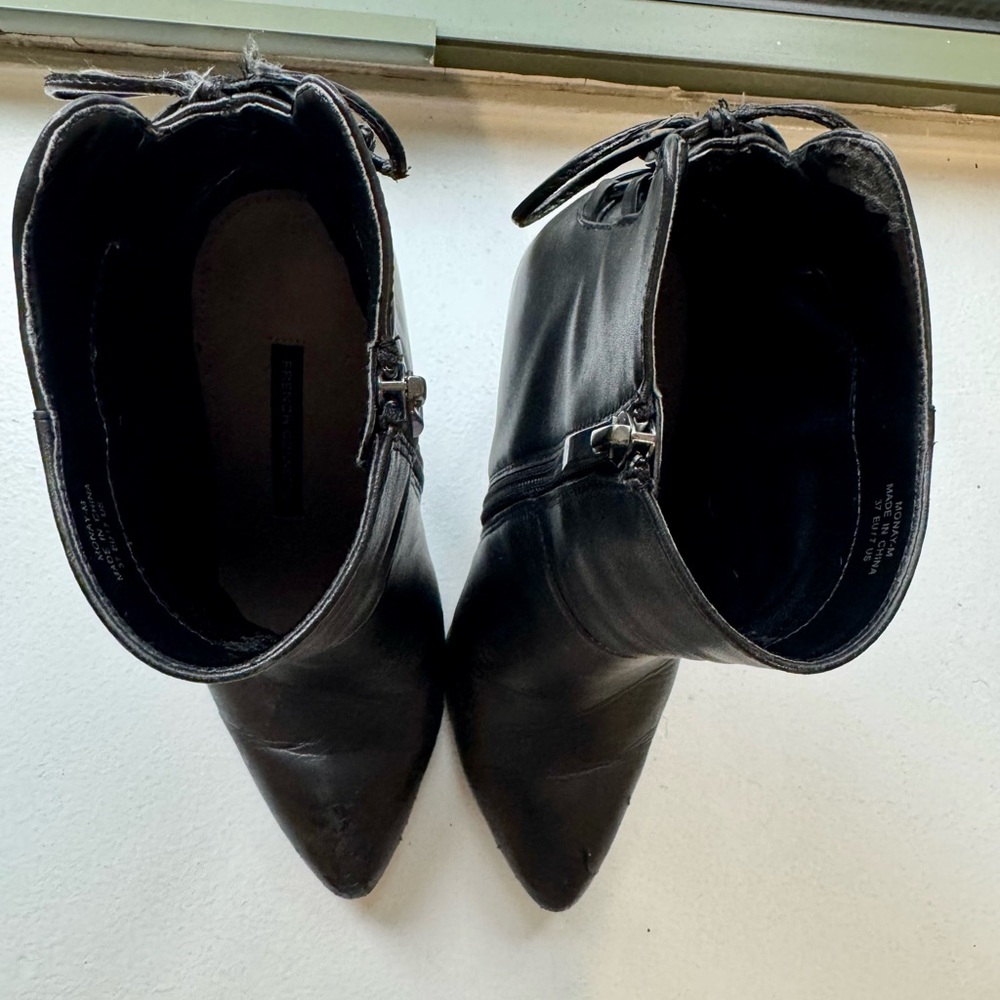 French Connection Black Leather Ankle Booties – Size 7 - Picture 7 of 9